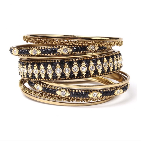 Glitzy Bangle Set Size 8 Black - Picture 2 of 4